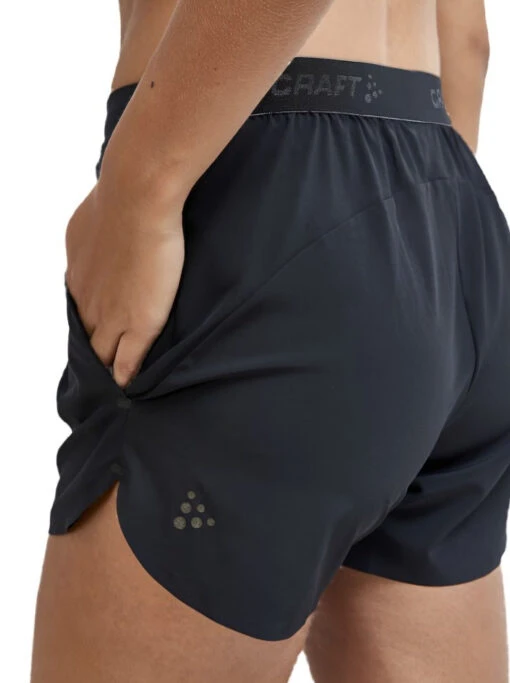 Craft Women's Advance Essence 5" Stretch Short - Black (1910759-999000) -Running Sports Store 1910759 999000 ADVEssence5 InchStretchShortsW Closeup3 Preview