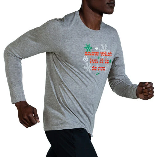 Brooks Men's Run Merry Distance Longsleeve - Heather Ash/Run Merry (211404047) -Running Sports Store 211404 047 MV Run Merry Distance Graphic LS