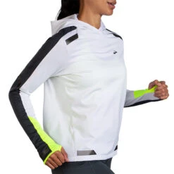 Brooks Women's Run Visible Thermal Hoodie - White/Asphalt/Nightlife (221559134) -Running Sports Store 221559 134 MV Run Visible Thermal Hoodie