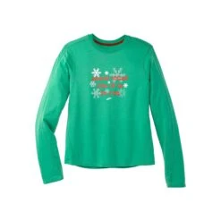 Brooks Women's Run Merry Distance Long Sleeve - Green/Run Merry (221563377) -Running Sports Store 221563 377 LF Run Merry Distance Graphic LS