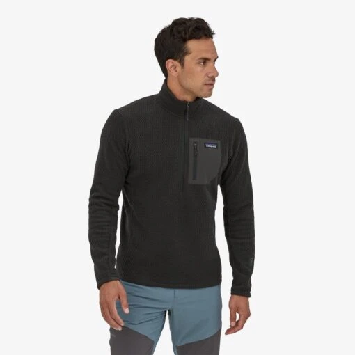 Patagonia Men's R1 Air Zip Neck - Black (40245BLK) -Running Sports Store 40245 BLK MK1