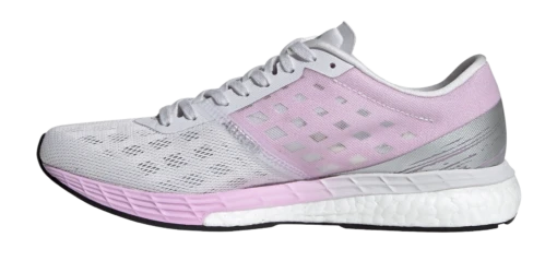 Adidas Women's Adizero Boston 9 - Dash Grey/Footwear White/Clear Lilac (FW2213) -Running Sports Store FW2213 FTW photo side medial center transparent