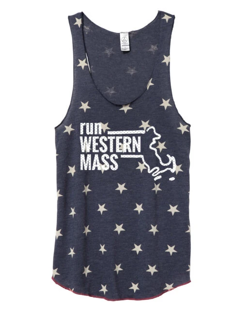 Women's Western Mass Racerback Stars And Stripes Tank - Navy Blue (RUNWEST-AA1927P-S) -Running Sports Store aa1927p gy z FF 10